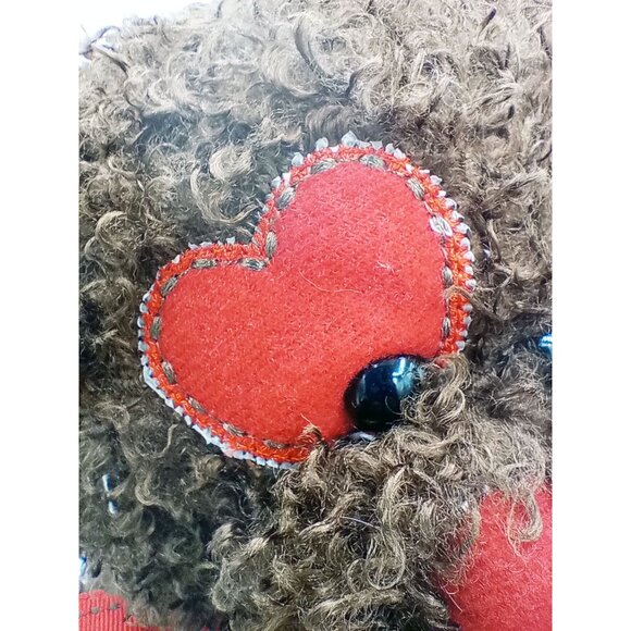 Bear Plush Dan Dee Teddy Dark Brown Red Heart Eye Paws 13 In Soft Stuffed Animal - Picture 5 of 14